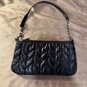 Express Elegant Black Quilted Handbag patent leather vegan clutch wristlet